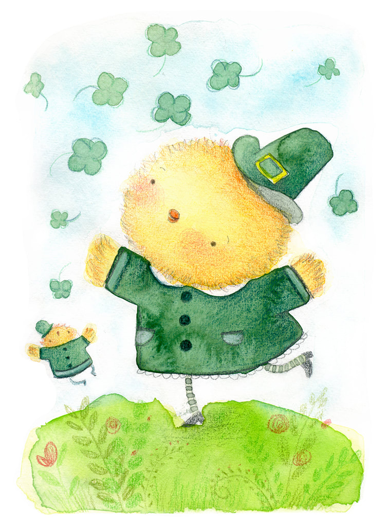 chicken, st. patrick, cute, fluffy character, lucky, paddy, cute funny, traditional illustration